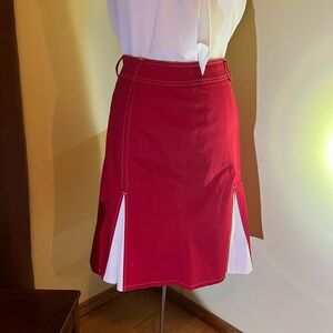 Pierre Cardin red/white pleats sz 14 skirt.